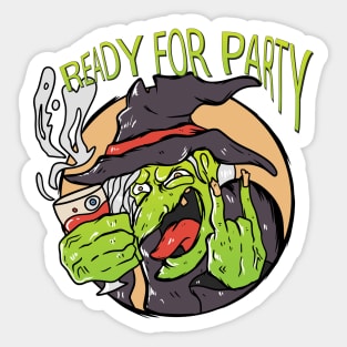 Witch Ready For Party Sticker